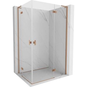 MEXEN/S Mist-H L Duo sprchový kout dveře křídlové 85 x 120, transparent, měď kartáčovaná 8A5L-085L-120P-65-00 obraz