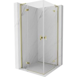 MEXEN/S Mist-H L Duo sprchový kout dveře křídlové 100 x 100, transparent, zlato 8A5L-100L-100P-50-00 obraz