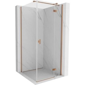 MEXEN/S Mist H T sprchový kout dveře křídlové pravá 85 x 85, transparent, měď kartáčovaná 8A5T-085-085-65-00-P obraz