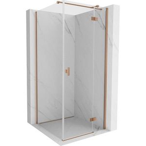 MEXEN/S Mist H T sprchový kout dveře křídlové pravá 95 x 95, transparent, měď kartáčovaná 8A5T-095-095-65-00-P obraz