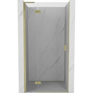 MEXEN/S Mist-H L sprchové dveře křídlové levé 90, transparent, zlatá kartáčovaná 8A5L-090-000-55-00-L obraz