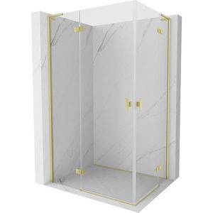 MEXEN/S Mist-H L Duo sprchový kout dveře křídlové 90 x 85, transparent, zlato kartáčovaná 8A5L-090L-085P-55-00 obraz