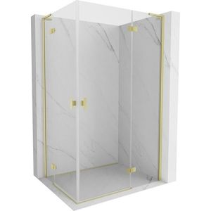 MEXEN/S Mist-H L Duo sprchový kout dveře křídlové 100 x 105, transparent, zlato kartáčovaná 8A5L-100L-105P-55-00 obraz