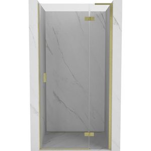 MEXEN/S Mist-H L sprchové dveře křídlové pravé 115, transparent, zlatá kartáčovaná 8A5L-115-000-55-00-P obraz