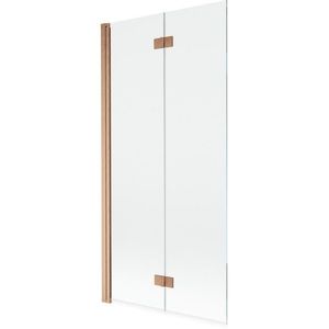 MEXEN MIST vanová zástěna 90x150 cm 6mm 2-s, měď kartáčovaná, čirá, levá 8A9-090-002-65-00-L obraz