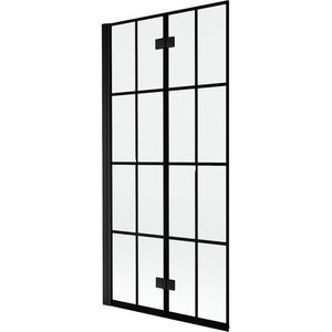 MEXEN MIST vanová zástěna 90x150 cm 6mm 2-s, černá, dekor, levá 8A9-090-002-70-77-L obraz