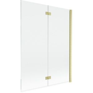MEXEN MIST vanová zástěna 130x150 cm 6mm 2-s, zlatá kartáčovaná, čirá, pravá 8A9-130-002-55-00-P obraz