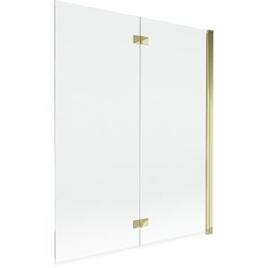 MEXEN MIST vanová zástěna 140x150 cm 6mm 2-s, zlatá, čirá, pravá 8A9-140-002-50-00-P obraz