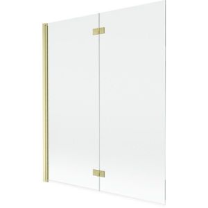 MEXEN MIST vanová zástěna 140x150 cm 6mm 2-s, zlatá kartáčovaná, čirá, levá 8A9-140-002-55-00-L obraz