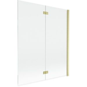 MEXEN MIST vanová zástěna 140x150 cm 6mm 2-s, zlatá kartáčovaná, čirá, pravá 8A9-140-002-55-00-P obraz