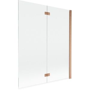 MEXEN MIST vanová zástěna 140x150 cm 6mm 2-s, měď kartáčovaná, čirá, pravá 8A9-140-002-65-00-P obraz