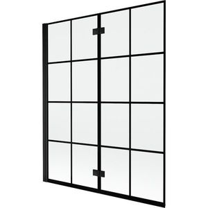 MEXEN MIST vanová zástěna 140x150 cm 6mm 2-s, černá, dekor, levá 8A9-140-002-70-77-L obraz