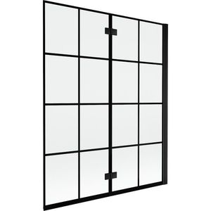 MEXEN MIST vanová zástěna 140x150 cm 6mm 2-s, černá, dekor, pravá 8A9-140-002-70-77-P obraz
