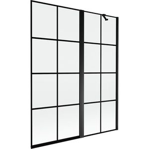 MEXEN MIST vanová zástěna 140x150 cm 6mm f+s, černá, dekor, pravá 8A9-140-011-70-77-P obraz