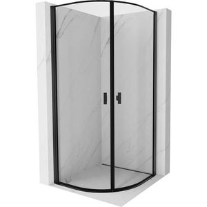 MEXEN MIST dveřní část čtvrtkruhová (2d) 90x90x200 cm 6mm černá, okraj 8A31-090-090-70-70 obraz