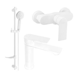 MEXEN/S Royo DF05 Set umyvadlové a sprchové baterie s příslušenstvím, bílá 72204DF05-20 obraz