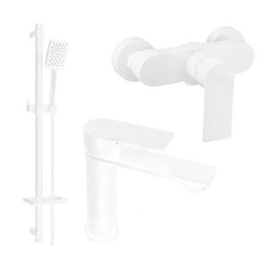 MEXEN/S Royo DQ62 Set umyvadlové a sprchové baterie s příslušenstvím, bílá 72204DQ62-20 obraz