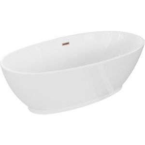 MEXEN/S Bilbao volně stojící vana 180 x 90, bílá, sifon a přepad měď kartáčovaná 51311809000-65 obraz
