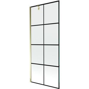 MEXEN/S Next vanová zástěna FIX 80x150, černý dekor, zlato 895-080-000-00-77-50 obraz
