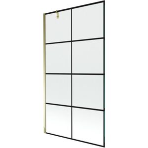 MEXEN/S Next vanová zástěna FIX 100x150, černý dekor, zlato 895-100-000-00-77-50 obraz