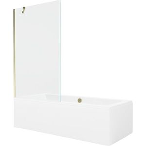 MEXEN/S Cube obdélníková vana 170 x 80 cm s panelem + vanová zástěna 100, transparent, zlatá 550517080X9510000050 obraz