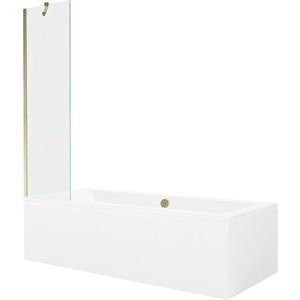 MEXEN/S Cube obdélníková vana 180 x 80 cm s panelem + vanová zástěna 50, transparent, zlatá 550518080X9505000050 obraz