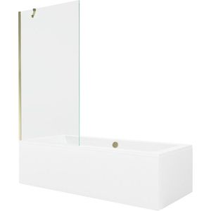 MEXEN/S Cube obdélníková vana 180 x 80 cm s panelem + vanová zástěna 90, transparent, zlatá 550518080X9509000050 obraz