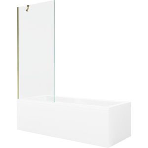 MEXEN/S Cubik obdélníková vana 150 x 70 cm s panelem + vanová zástěna 80, transparent, zlatá 550315070X9508000050 obraz