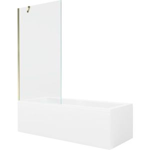 MEXEN/S Cubik obdélníková vana 150 x 70 cm s panelem + vanová zástěna 90, transparent, zlatá 550315070X9509000050 obraz