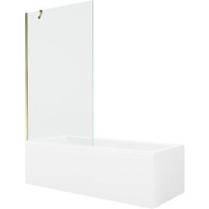 MEXEN/S Cubik obdélníková vana 150 x 70 cm s panelem + vanová zástěna 100, transparent, zlatá 550315070X9510000050 obraz