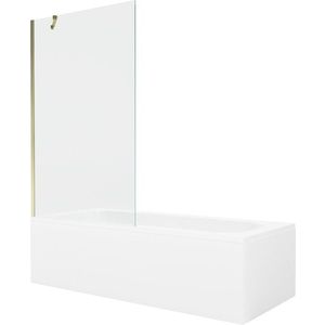 MEXEN/S Vega obdélníková vana 150 x 70 cm s panelem + vanová zástěna 100, transparent, zlatá 550115070X9510000050 obraz