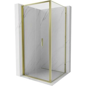 MEXEN/S Exo sprchový kout skládací dveře 90 x 90, transparent, zlato 816-090-090-50-00 obraz