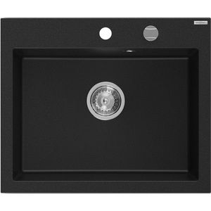 MEXEN Elix granitový dřez 1-miska 600 x 500 mm, černá, sifon chrom 6525601005-77 obraz