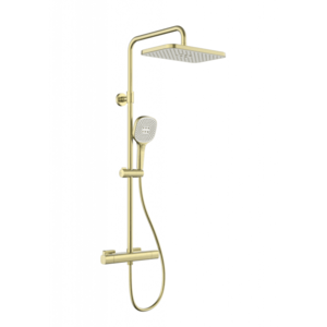 KFA Malaga sprcha s termostatickou baterií, dešťová, nástěnná, PVD brushed gold 5756-910-31 obraz