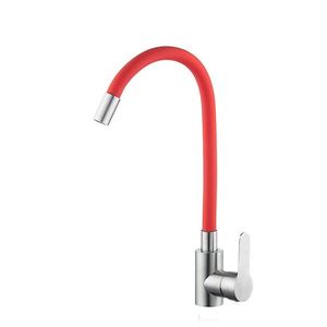 VELAZO Kuchyňská baterie s flexibilním výtokem červená/ ocel VELAZ8105SR obraz