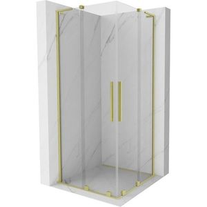 MEXEN/S Velar L Duo sprchový kout, posuvné dveře 80 x 80, transparent, zlato kartáčovaná 871-080-080-02-03-55 obraz