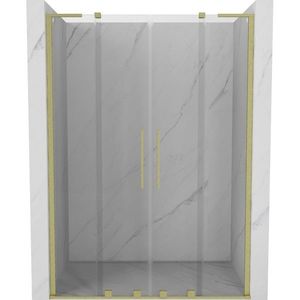 MEXEN/S Velar L Duo posuvné sprchové dveře 150, transparent, zlatá kartáčovaná 871-150-003-02-55 obraz