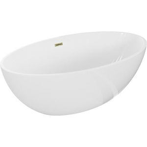 MEXEN/S Nike volně stojící vana 175 x 100, bílá, sifon a přepad zlatá 54071751000-50 obraz