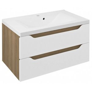 SAPHO WAVE umyvadlová skříňka 79, 7x45x47, 8cm, bílá/dub cuneo WA080-3025 obraz