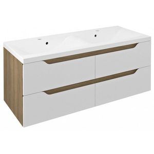 SAPHO WAVE dvojumyvadlová skříňka 119, 7x50x47, 8cm, bílá/dub cuneo WA120-3025 obraz