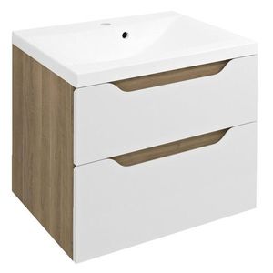 SAPHO WAVE umyvadlová skříňka 60x65x47, 8cm, bílá/dub cuneo WA060-3025 obraz