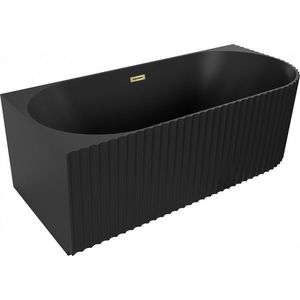 MEXEN/S Gia volně stojící rohová vana reliéf levá 170 x 80, černá mat, sifon a přepad zlatá 52701708071L-50 obraz