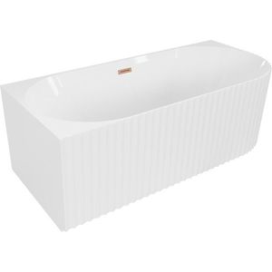MEXEN/S Gia volně stojící rohová vana reliéf levá 150 x 75, bílá lesk, sifon a přepad měď kartáčovaná 52701507500L-65 obraz