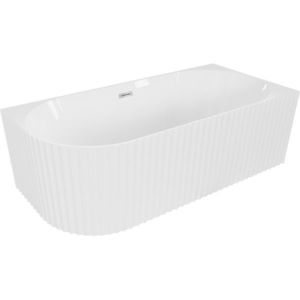 MEXEN/S Gia volně stojící rohová vana reliéf pravá 150 x 75, bílá lesk, sifon a přepad chrom 52701507500P-01 obraz