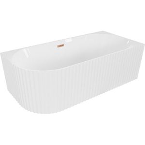 MEXEN/S Gia volně stojící rohová vana reliéf pravá 150 x 75, bílá lesk, sifon a přepad měď kartáčovaná 52701507500P-65 obraz
