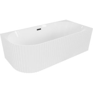 MEXEN/S Gia volně stojící rohová vana reliéf pravá 150 x 75, bílá lesk, sifon a přepad černá 52701507500P-70 obraz