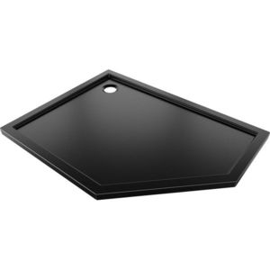 MEXEN Flow pětiboká sprchová vanička slim levá 90 x 80, černá mat 46P708090L obraz