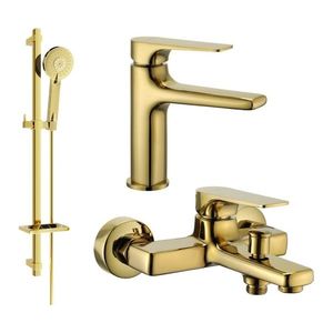 MEXEN/S Lynx DQ40 Set umyvadlové a vanové baterie s příslušenstvím, zlato 745903DQ40-50 obraz