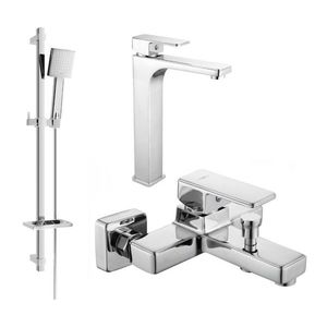 MEXEN/S Cetus DQ45 Set umyvadlové a vanové baterie s příslušenstvím, chrom 744313DQ45-00 obraz