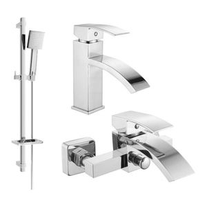 MEXEN/S Libra DQ45 Set umyvadlové a vanové baterie s příslušenstvím, chrom 745103DQ45-00 obraz